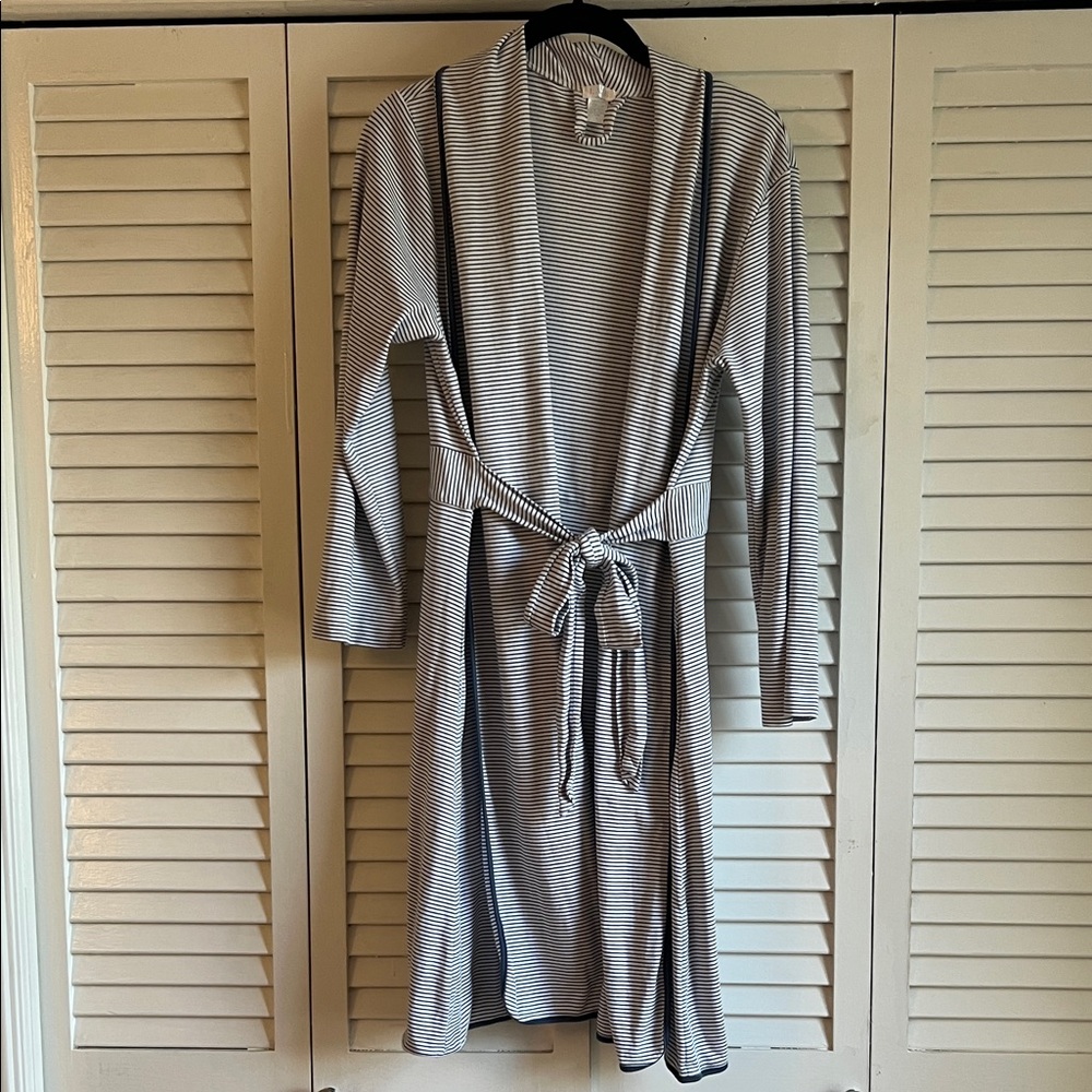 LAKE Navy Stripe Robe - size small